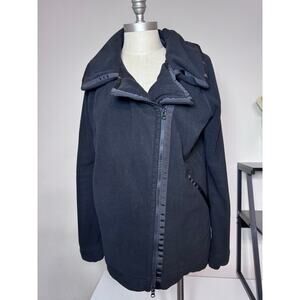 Lululemon Moto Black Fleece Jacket Asymmetrical Zipper Rare Women’s Size Large L